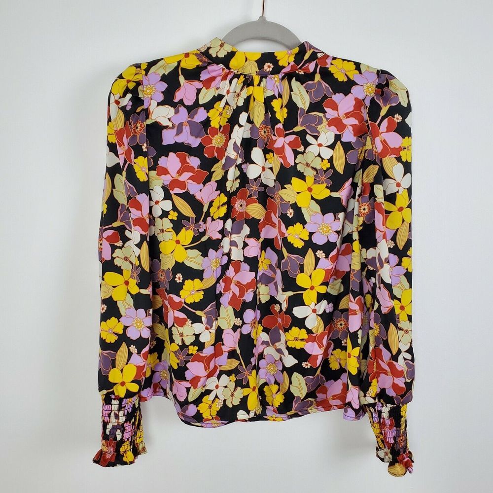 Who What Wear Blouse Size Small Floral Top Bohemian Garden High‎ Neck Pleated
